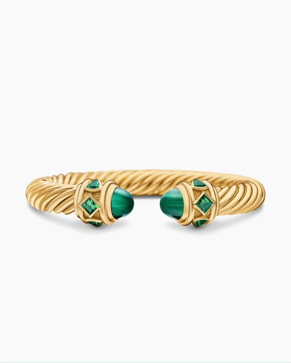 Renaissance® Cablespira Bracelet in 18K Yellow Gold with Malachite and Tsavorites, 9mm