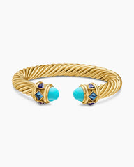 Renaissance® Cablespira Bracelet in 18K Yellow Gold with Turquoise, Hampton Blue Topaz, and Iolite, 9mm