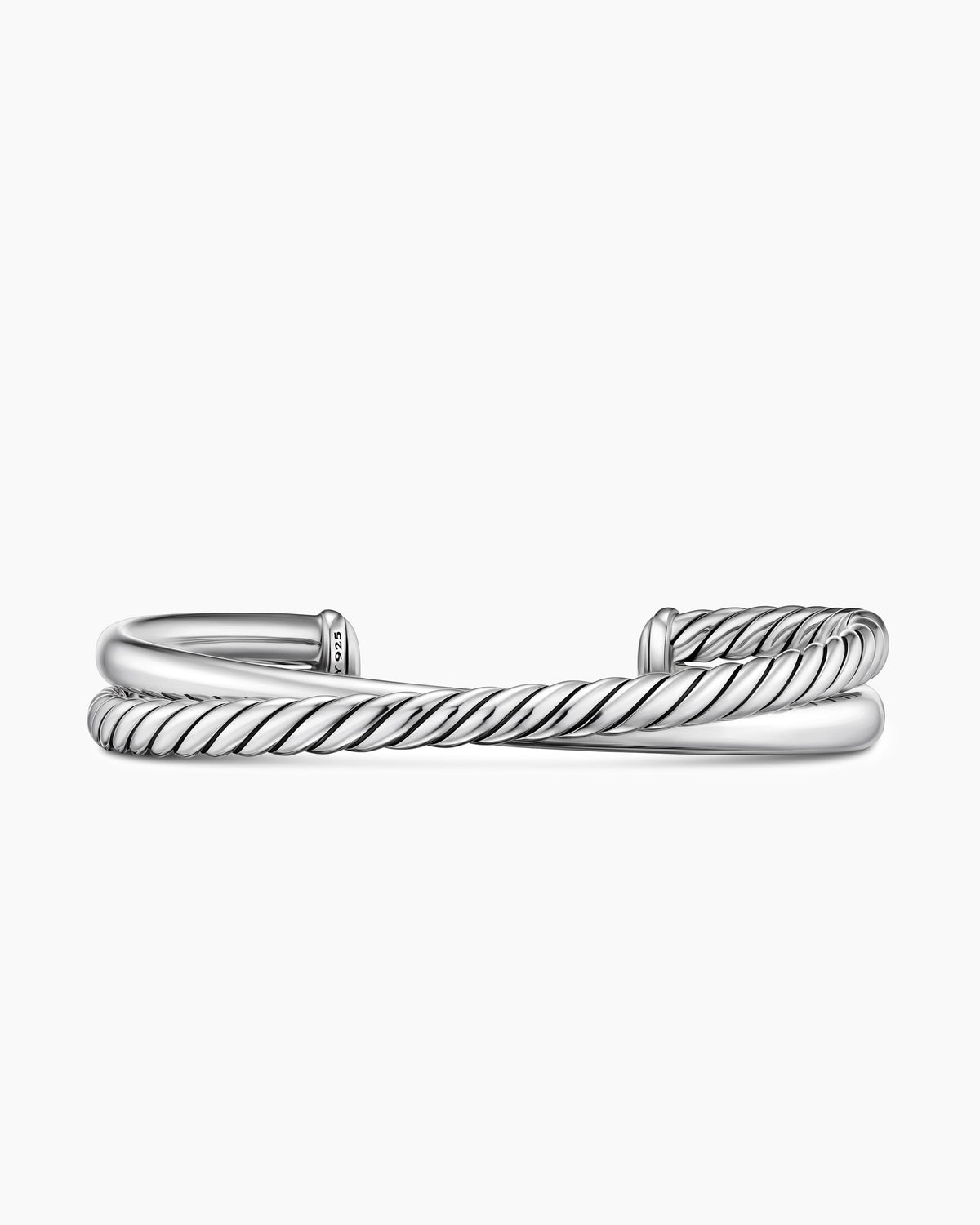 Crossover Two Row Cuff Bracelet in Sterling Silver, 10.7mm