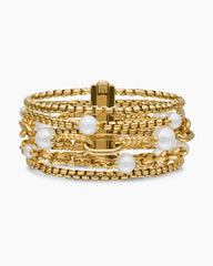 DY Madison® Pearl Multi Row Chain Bracelet in 18K Yellow Gold with Pearls, 25.7mm