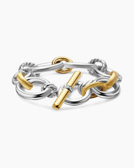 DY Mercer® Chain Bracelet in Sterling Silver with 18K Yellow Gold and Diamonds, 20mm