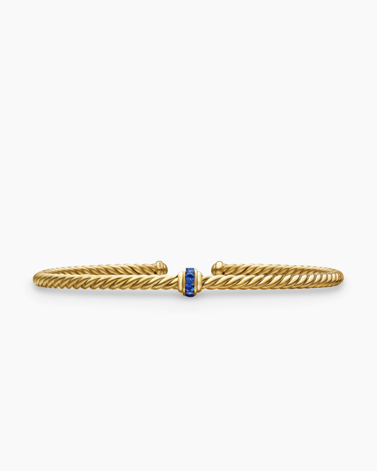 Classic Cablespira® Station Bracelet in 18K Yellow Gold with Pavé Blue Sapphires, 3mm