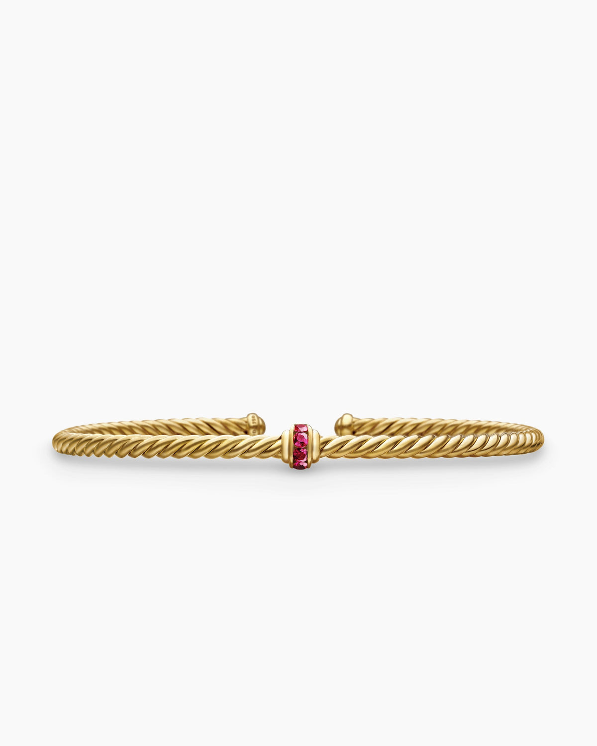 Classic Cablespira® Station Bracelet in 18K Yellow Gold with Pavé Rubies, 3mm