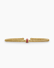 Classic Cablespira® Station Bracelet in 18K Yellow Gold with Pavé Rubies, 3mm