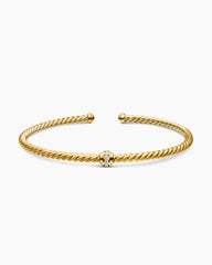 Classic Cablespira® Station Bracelet in 18K Yellow Gold with Diamonds, 3mm