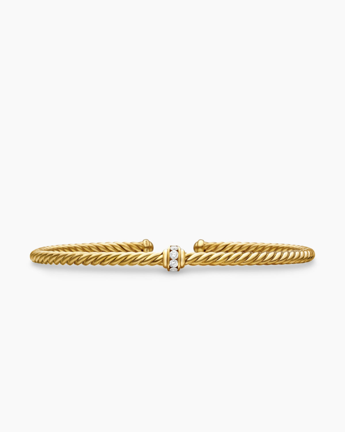 Classic Cablespira® Station Bracelet in 18K Yellow Gold with Diamonds, 3mm