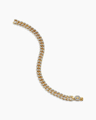 Curb Chain Bracelet in 18K Yellow Gold with Diamonds, 7mm