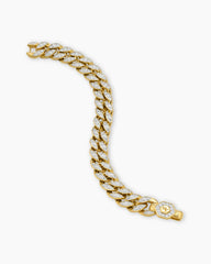 Curb Chain Bracelet in 18K Yellow Gold with Diamonds, 11.5mm