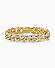 Curb Chain Bracelet in 18K Yellow Gold with Diamonds, 11.5mm