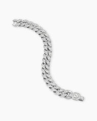 Curb Chain Bracelet in Platinum with Diamonds, 11.5mm