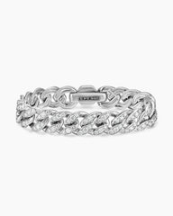 Curb Chain Bracelet in Platinum with Diamonds, 11.5mm