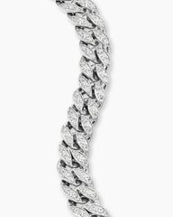 Curb Chain Bracelet in Platinum with Diamonds, 11.5mm