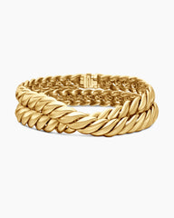 Sculpted Cable Double Wrap Bracelet in 18K Yellow Gold, 8.5mm