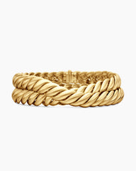 Sculpted Cable Double Wrap Bracelet in 18K Yellow Gold, 8.5mm