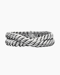 Sculpted Cable Double Wrap Bracelet in Sterling Silver, 8.5mm