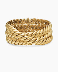 Sculpted Cable Triple Wrap Bracelet in 18K Yellow Gold, 8.5mm