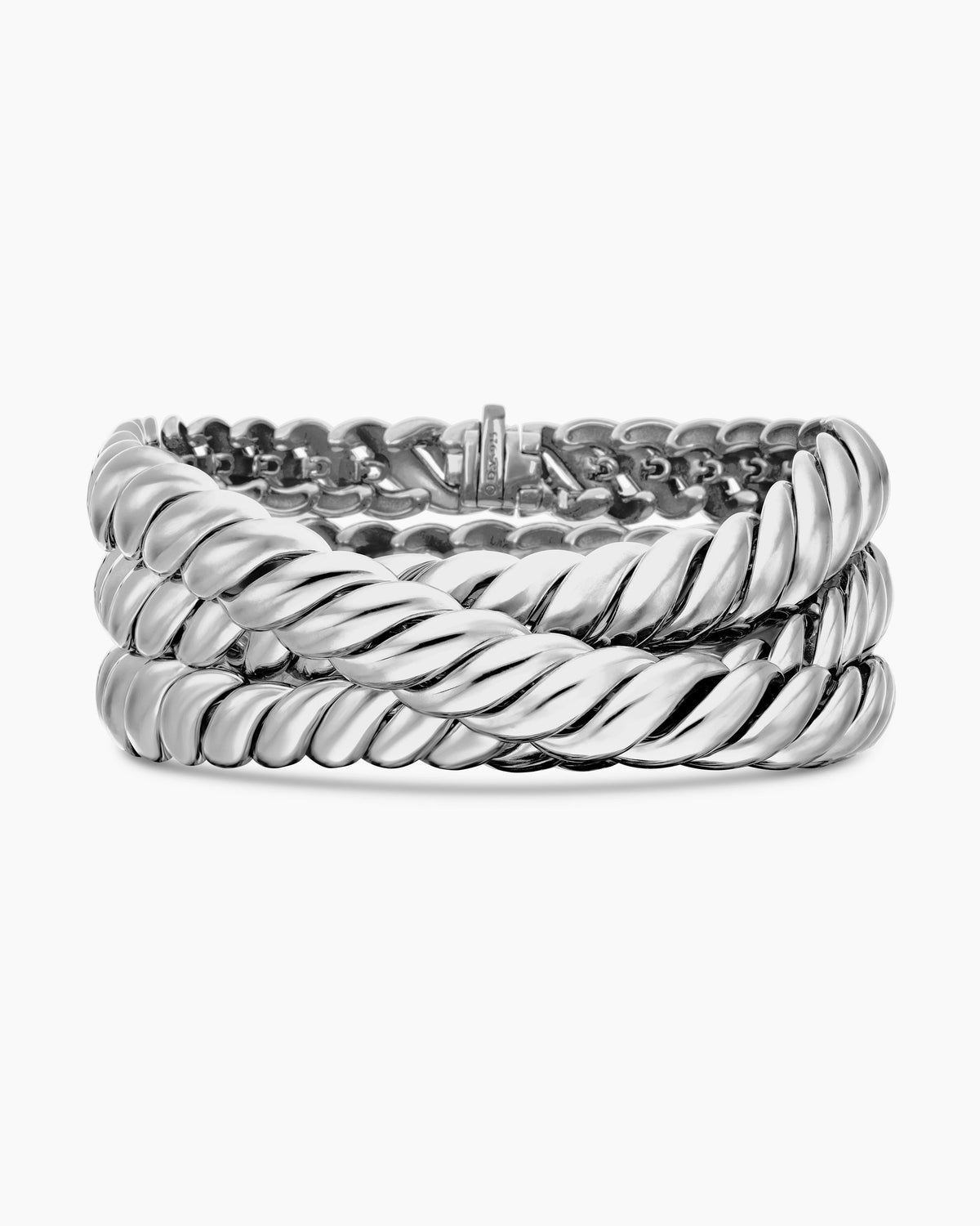 Sculpted Cable Triple Wrap Bracelet in Sterling Silver, 8.5mm