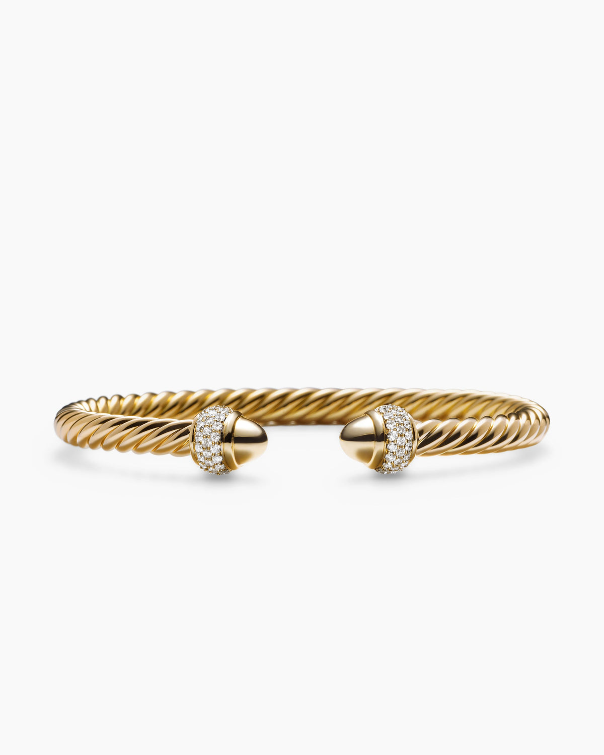 Cable Bracelet in 18K Yellow Gold with Diamonds, 5mm