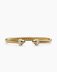 Cable Bracelet in 18K Yellow Gold with Diamonds, 5mm