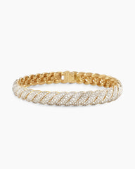 Sculpted Cable Bracelet in 18K Yellow Gold with Diamonds, 8.5mm
