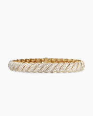 Sculpted Cable Bracelet in 18K Yellow Gold with Diamonds, 8.5mm