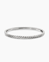 Sculpted Cable Bangle Bracelet in 18K White Gold, 4.6mm