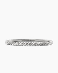 Sculpted Cable Bangle Bracelet in 18K White Gold, 4.6mm