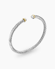 Cable Flex® Bracelet in Sterling Silver with 14K Yellow Gold, 4mm