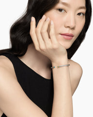 Cable Flex® Bracelet in Sterling Silver with 14K Yellow Gold and Blue Topaz, 4mm