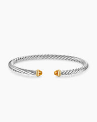 Cable Flex® Bracelet in Sterling Silver with 14K Yellow Gold and Citrine, 4mm