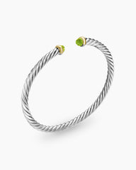 Cable Flex® Bracelet in Sterling Silver with 14K Yellow Gold and Peridot, 4mm
