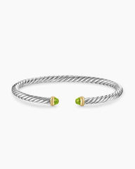 Cable Flex® Bracelet in Sterling Silver with 14K Yellow Gold and Peridot, 4mm