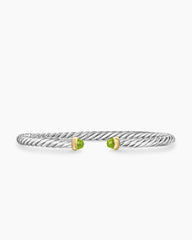 Cable Flex® Bracelet in Sterling Silver with 14K Yellow Gold and Peridot, 4mm
