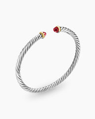 Cable Flex® Bracelet in Sterling Silver with 14K Yellow Gold and Rhodolite Garnet, 4mm