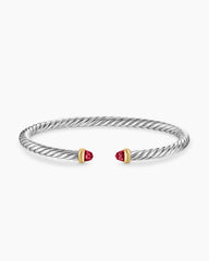 Cable Flex® Bracelet in Sterling Silver with 14K Yellow Gold and Rhodolite Garnet, 4mm