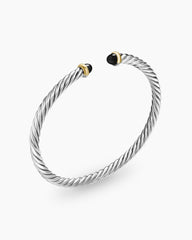 Cable Flex® Bracelet in Sterling Silver with 14K Yellow Gold and Black Onyx, 4mm