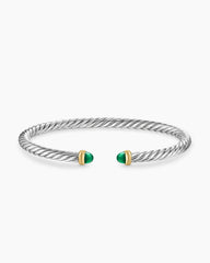 Cable Flex® Bracelet in Sterling Silver with 14K Yellow Gold and Green Onyx, 4mm