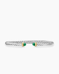 Cable Flex® Bracelet in Sterling Silver with 14K Yellow Gold and Green Onyx, 4mm
