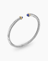Cable Flex® Bracelet in Sterling Silver with 14K Yellow Gold and Lapis Lazuli, 4mm