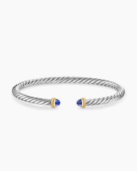 Cable Flex® Bracelet in Sterling Silver with 14K Yellow Gold and Lapis Lazuli, 4mm