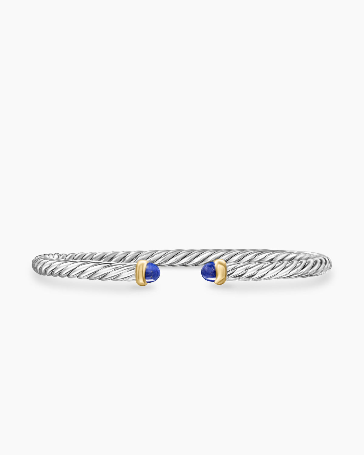 Cable Flex® Bracelet in Sterling Silver with 14K Yellow Gold and Lapis Lazuli, 4mm