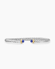 Cable Flex® Bracelet in Sterling Silver with 14K Yellow Gold and Lapis Lazuli, 4mm