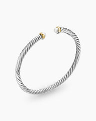 Cable Flex® Bracelet in Sterling Silver with 14K Yellow Gold and Pearls, 4mm