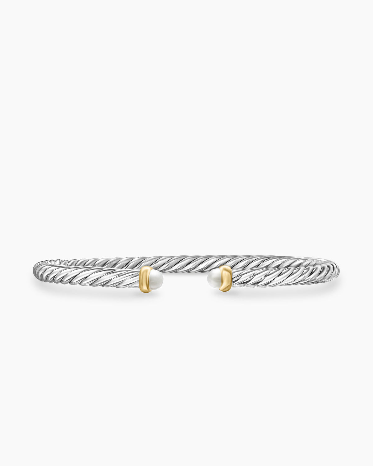 Cable Flex® Bracelet in Sterling Silver with 14K Yellow Gold and Pearls, 4mm