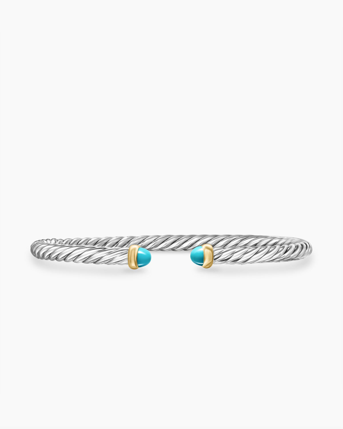 Cable Flex® Bracelet in Sterling Silver with 14K Yellow Gold and Turquoise, 4mm