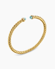 Cablespira® Flex Bracelet in 18K Yellow Gold with Aquamarine and Diamonds, 4mm