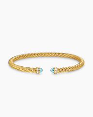 Cablespira® Flex Bracelet in 18K Yellow Gold with Aquamarine and Diamonds, 4mm
