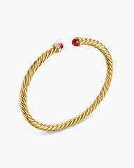 Cablespira® Flex Bracelet in 18K Yellow Gold with Rhodolite Garnet and Diamonds, 4mm