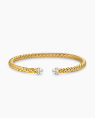 Cablespira® Flex Bracelet in 18K Yellow Gold with Pearls and Diamonds, 4mm