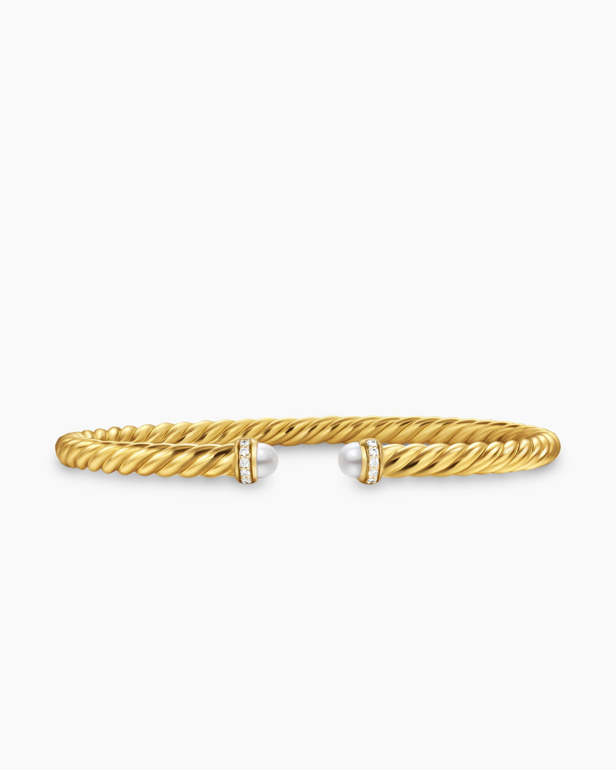 Cablespira® Flex Bracelet in 18K Yellow Gold with Pearls and Diamonds, 4mm